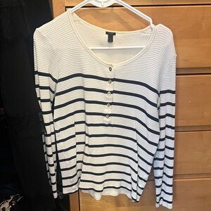 J Crew Striped Long Sleeve Top - White and Black